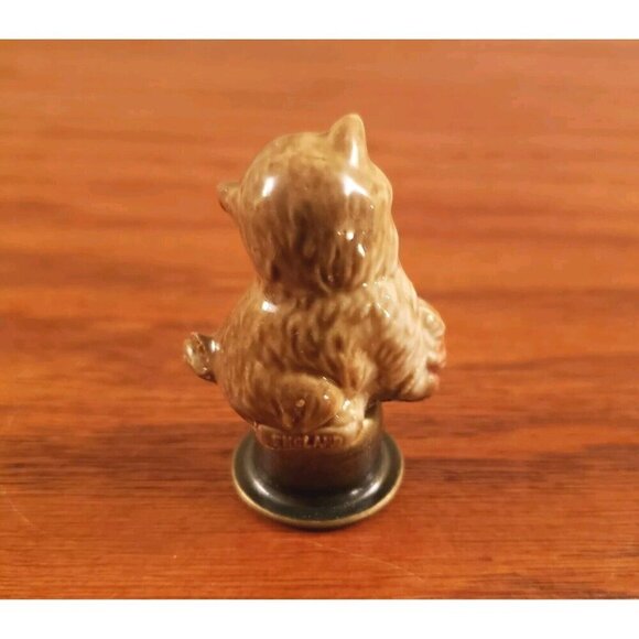 Lamp Finial Cat Kitten with Yarn Shade Topper Ceramic Wade England Vintage - Picture 5 of 5